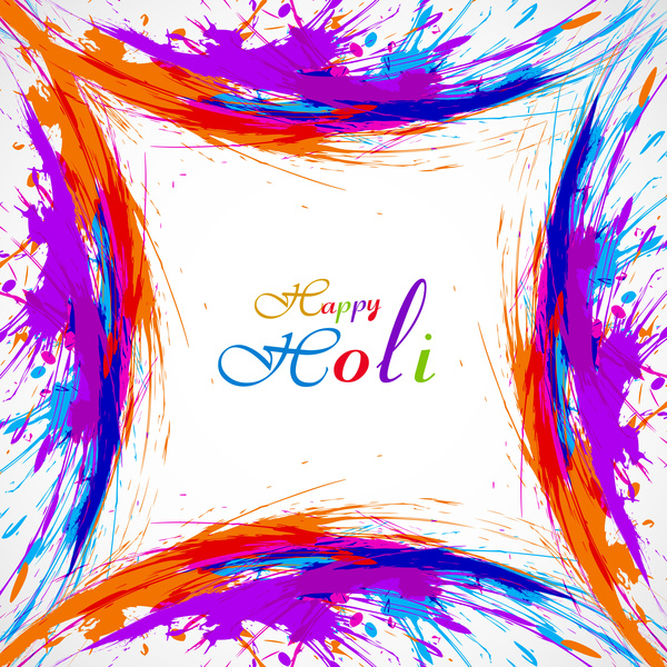 lindo cartão colorido holi apresentação gulal celebração festival de fundo vector