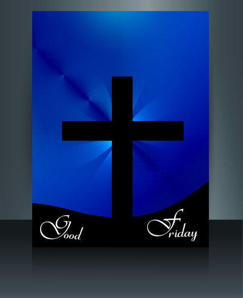 piękne karty dla szablon Broszura Wielki Piątek krzyż wektor