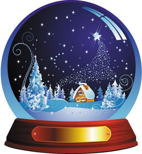 Beautiful Christmas Snow Globe With Winter Scene Vector