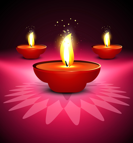 schöne bunte Diwali Diya auf bunten Design illustration