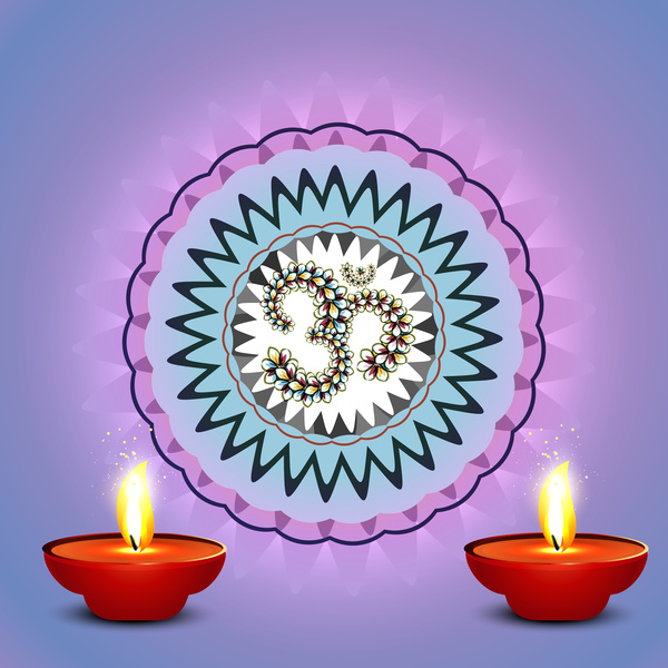 schöne bunte Diwali Diya Rangoli farbigen Hintergrund Vektor