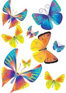 Piękny zestaw kolorowy latający motyl wektor swobodny