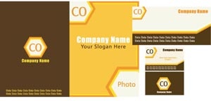bela identidade corporativa marrom e laranja estacionária template free vector