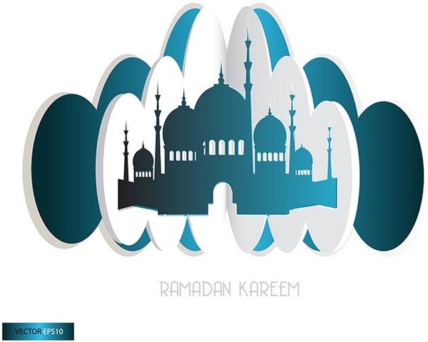 bella porta che si apre con la silhouette di moschea ramadan kareem modello