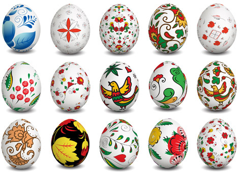 schöne Ostern Eier Vektoren festgelegt