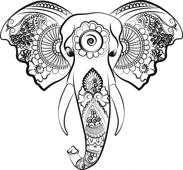 hermoso vector de arte de línea de elefante