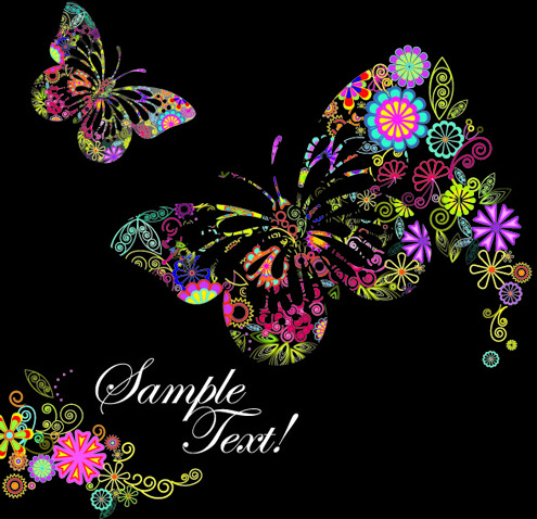 seni kreatif latar belakang kupu-kupu bunga yang indah