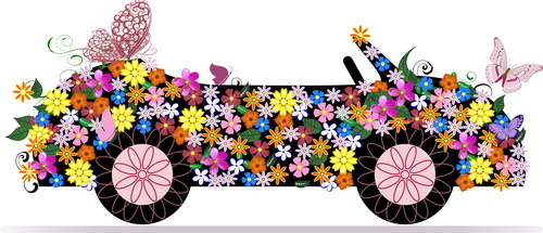 Mobil bunga indah desain grafis