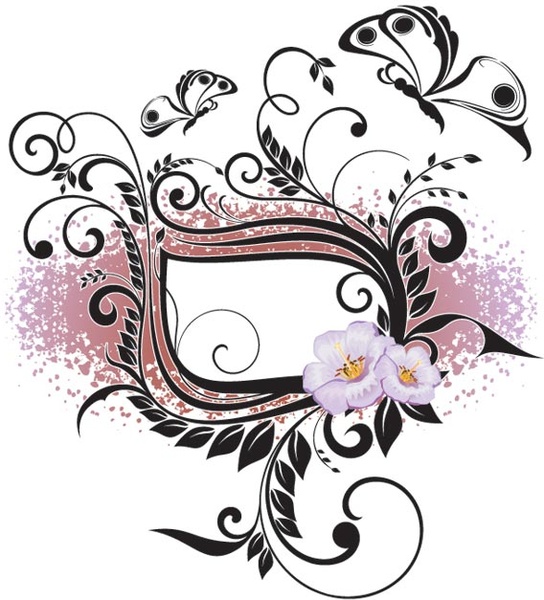 Beautiful Floral Frame On Grunge Background Vector
