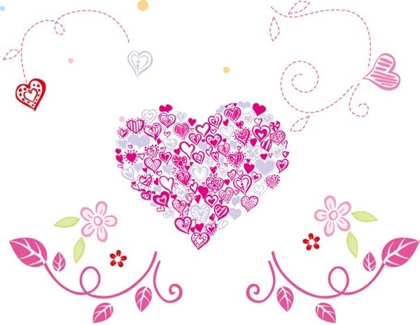 Ilustración de vector de hermoso corazón floral