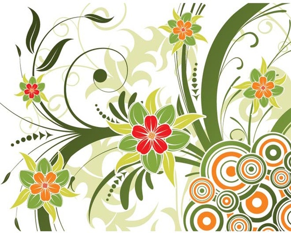 Beautiful Flower Floral Art Green Background Template