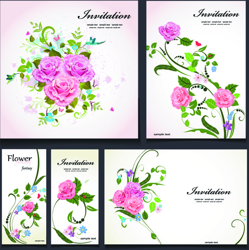 美しい花の招待状デザイン