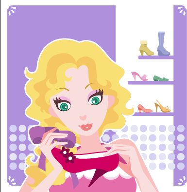 Beautiful Girl With Fashion Elements Vector