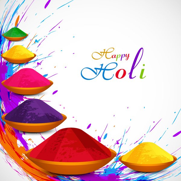 gulal สวยมีสีสันพื้นหลังเวกเตอร์ภาพประกอบออกแบบกรันจ์เทศกาล holi