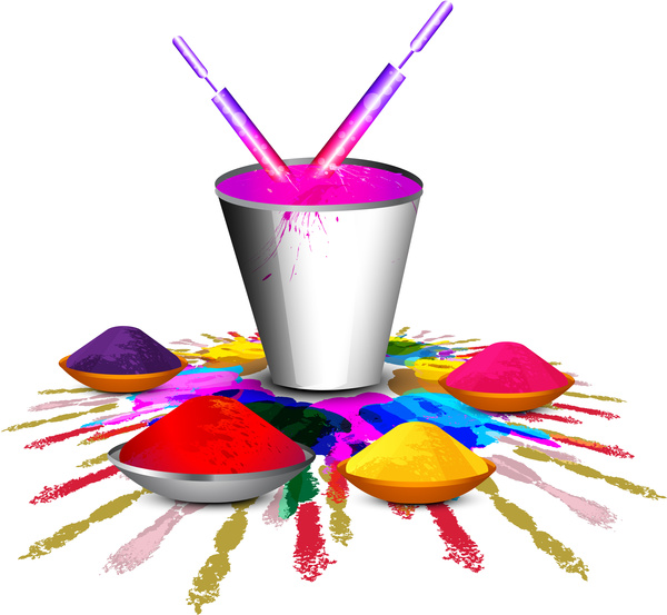 جميلة خلفية ملونة قلل من هولي مهرجان الجرونج تصميم مكافحة ناقلات التوضيح