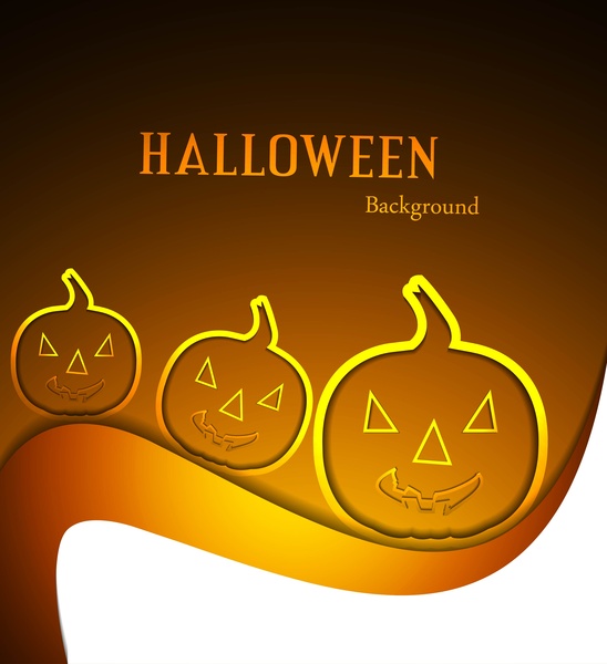 Hermosas calabazas de Halloween de miedo vector Wave background