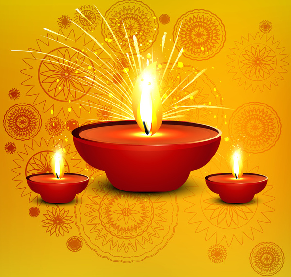 belle joyeux diwali diya lumineux hindoue festival fond coloré