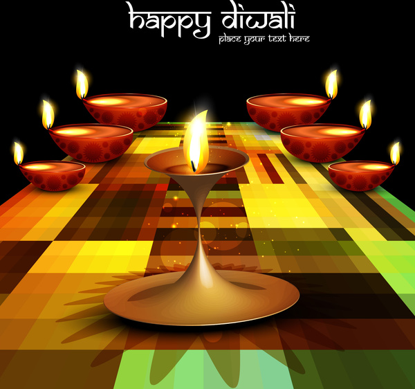 güzel mutlu bayramlar diya parlak renkli hindu Festivali arka plan
