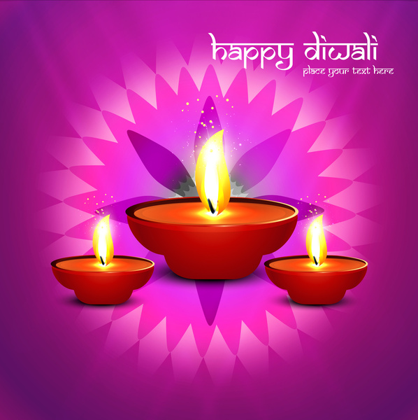 indah happy diwali diya terang warna-warni hindu festival latar belakang vektor ilustrasi