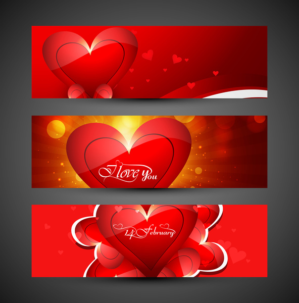 banners de cabeçalho bonito colorido para o dia dos namorados coração amor conjunto site vector
