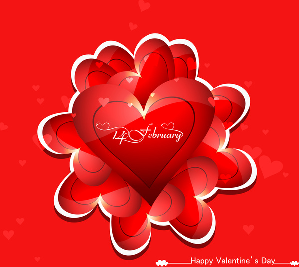 Corazon hermoso texto con estilo de diseño de feliz dia de San Valentin colorido fondo de tarjeta