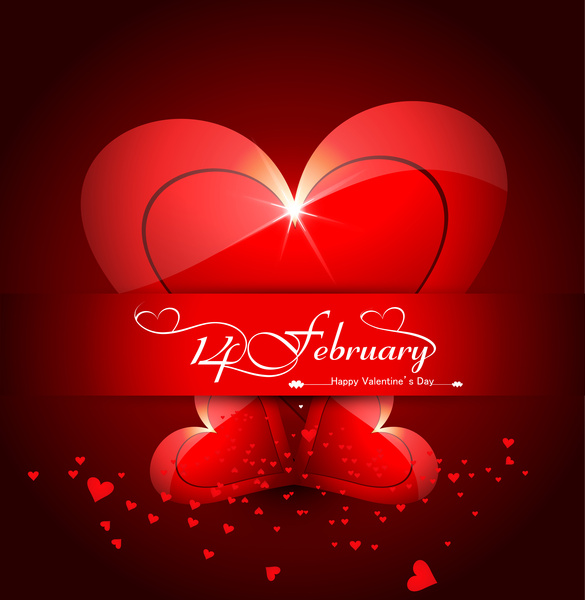 desain bergaya teks cantik hati untuk bahagia hari Valentine kartu berwarna-warni latar belakang