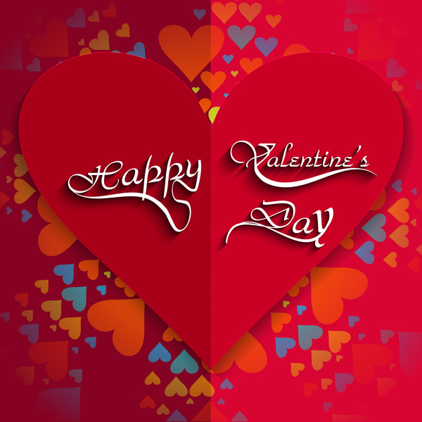Corazon hermoso texto con estilo diseño de tarjeta del dia de San Valentin