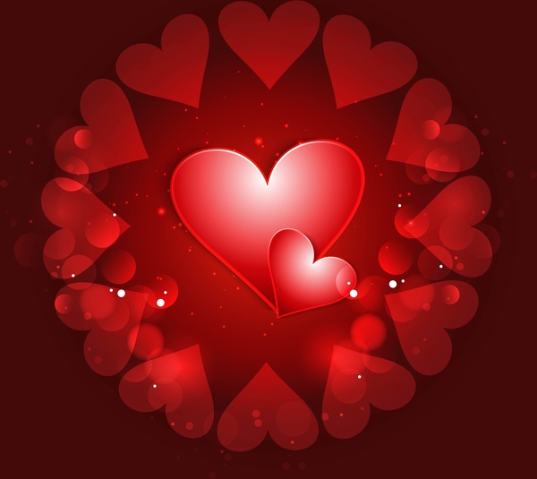 hermosos corazones para vector feliz de fondo fantástico de la tarjeta del día de San Valentín