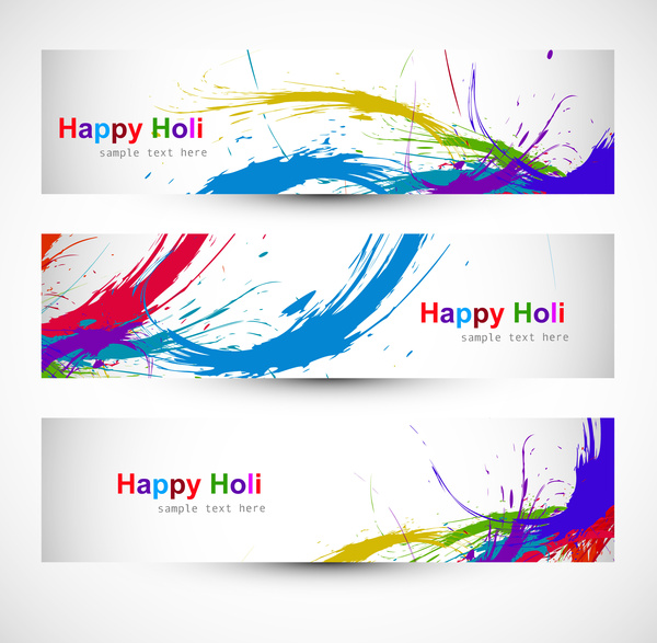 красивые Холи празднования фестиваля заголовок набор красочный фон вектор