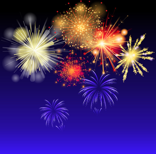 Beautiful Holiday Fireworks Vector Background