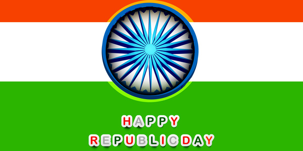 美丽的印度国旗共和国天时尚 grunge 三色矢量图