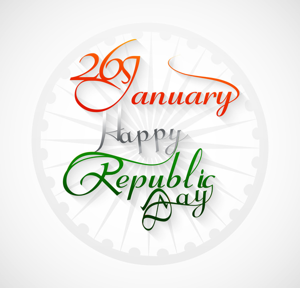 vector de diseño tricolor de hermoso 26 de enero caligrafía República feliz día texto