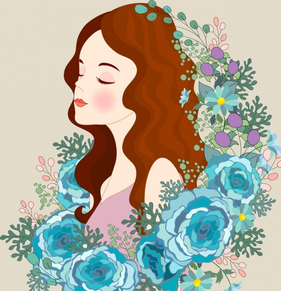 прекрасная леди, живопись розы иконы стиле мультфильма
