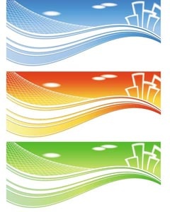 Beautiful Lines Pattern City Banner Set Vector