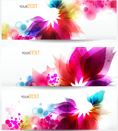 Beautiful Multicolor Floral Vector Banners