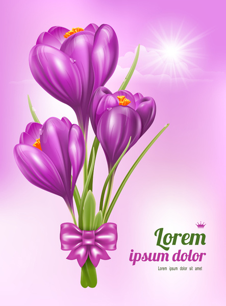 bunga ungu indah kartu vektor