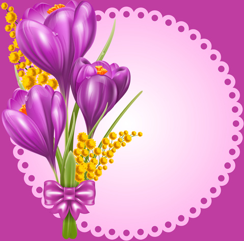 bunga ungu indah kartu vektor