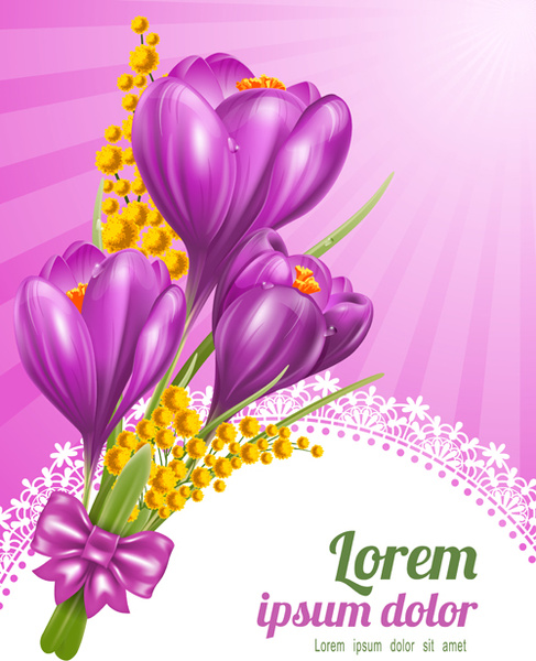 Beautiful Purple Flower Card Vectors