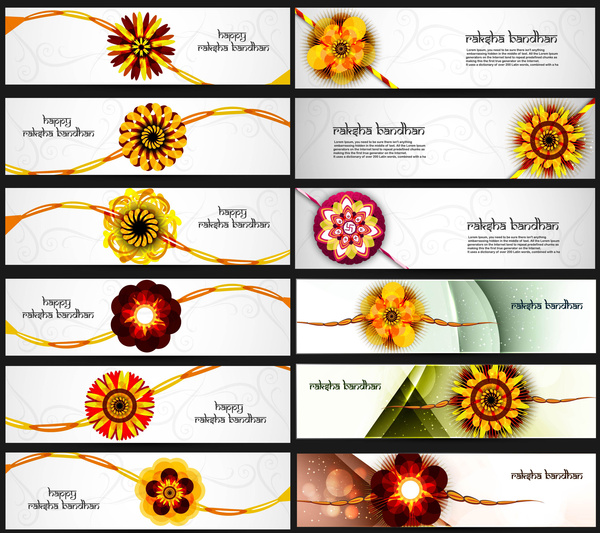 cabeçalhos de celebração 21 colorido bonito raksha bandhan vector
