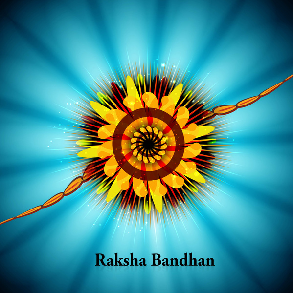 สวย raksha bandhan บลูเทศกาลสีสันพื้นหลังเวกเตอร์
