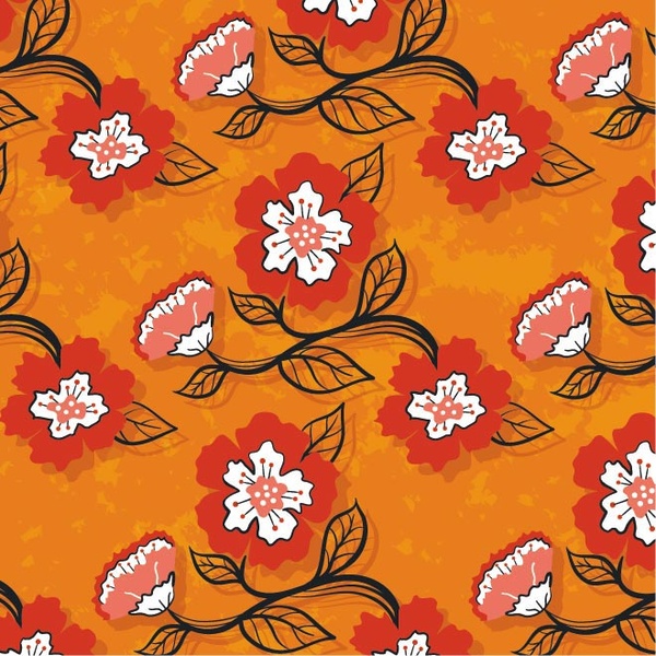 Beautiful Red And White Flower Pattern Vector