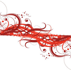 美しい赤い花線ベクトル アート
