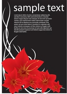 ilustrasi bunga lily merah yang indah pada bunga seni latar belakang vektor gratis brosur