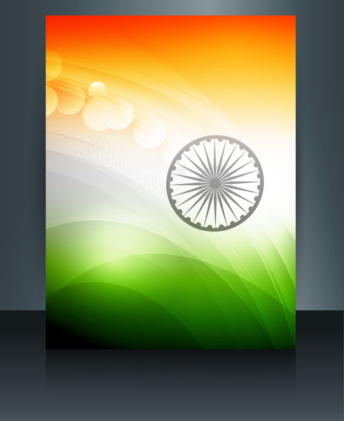 belle fête de la république brochure modèle élégant drapeau indien tricolor vecteur