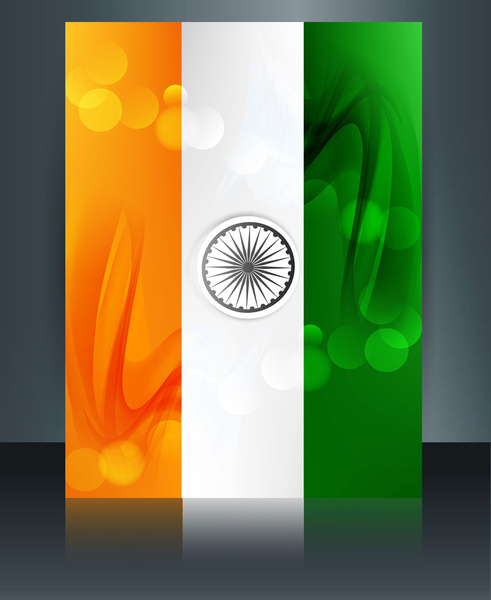 modelo de folheto de dia bela República para tricolor vector bandeira à moda indiana
