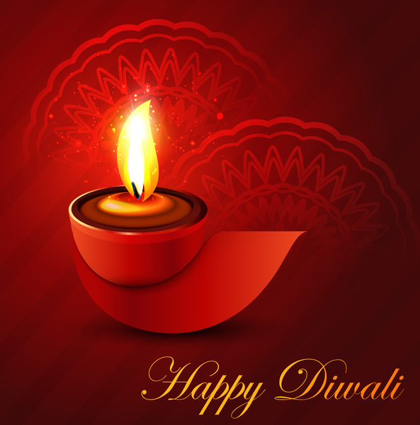 Ilustración de colores de fondo festival hindú de diwali feliz brillante hermoso diya