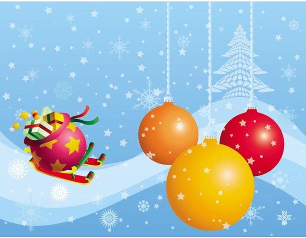 bolas de Natal de flocos de neve bonito com vetor de plano de fundo do inverno