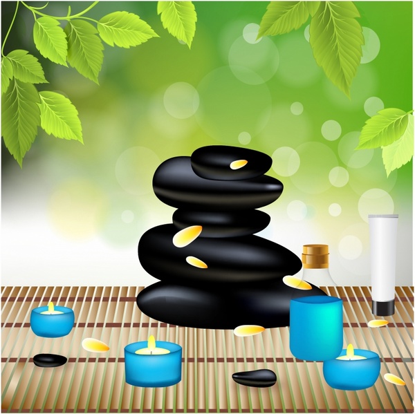 bela composição de spa com pedras zen