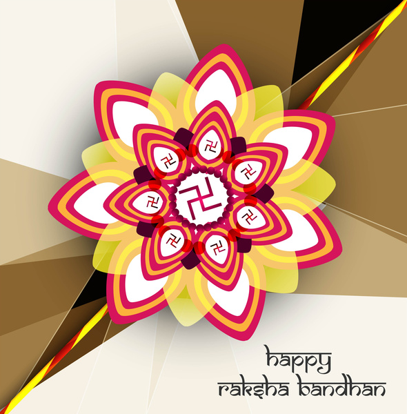 Desain vektor latar belakang berwarna-warni indah gaya hindu rakhi kartu
