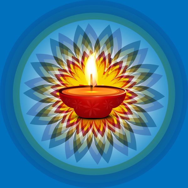 Beautiful Stylish Rangoli Happy Diwali Colorful Hindu Diya Festival Background